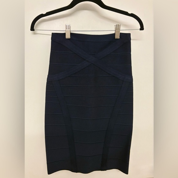 Herve Leger Dark Blue Bandage Skirt
